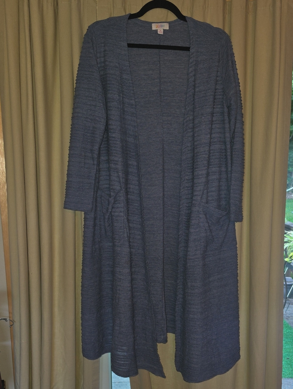 LuLaRoe Long Open-Front Cardigan in Dusty Blue